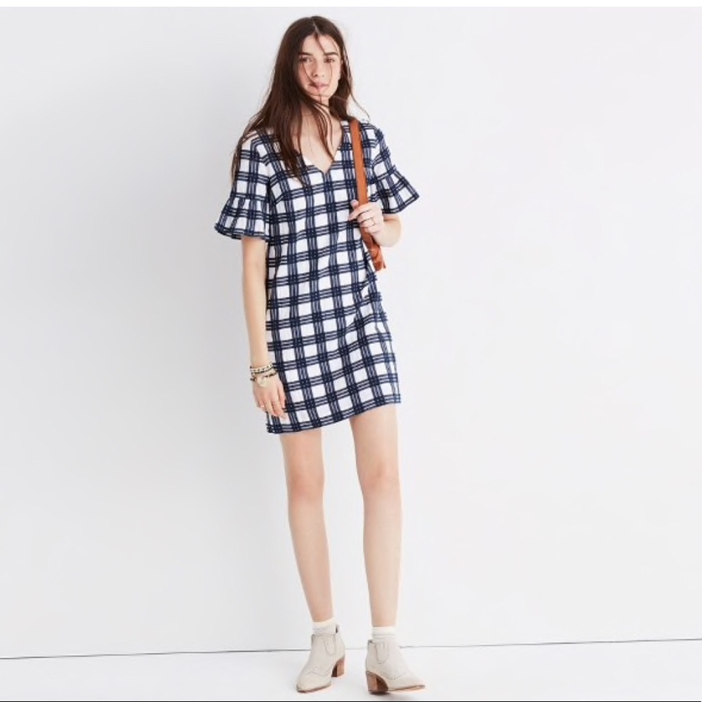 Madewell bell sleeve dress - Leighton plaid